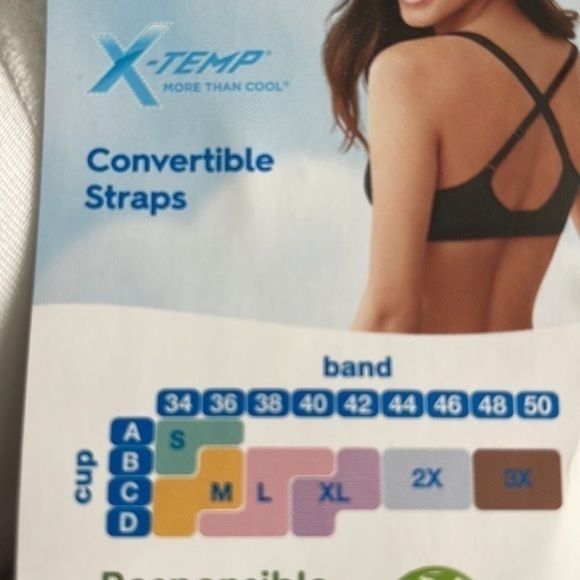 Hanes women’s XTemp convertible straps White perfect coverage wire free bra Sz S - Picture 8 of 9